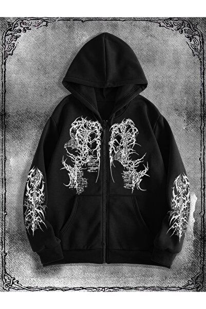 ship master Baskılı Fermuarlı Oversize Unisex Hoodie – %100 Pamuk 3 İplik