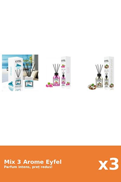Eyfel Set 3 Mix Eyfel: 1x Nuca De Cocos, 1x Ocean, 1x Trandafir