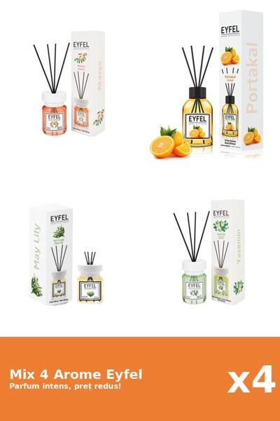 Eyfel Set 4 Mix Eyfel: 1x Acacia, 1x Iasomie, 1x Lacramioare, 1x Portocala