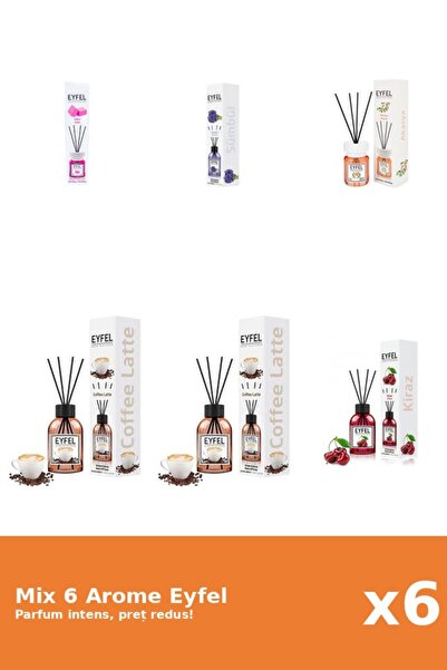Eyfel Set 6 Mix Eyfel: 1x Acacia, 1x Bubble Gum, 2x Cafea, 1x Cirese, 1x Zambile