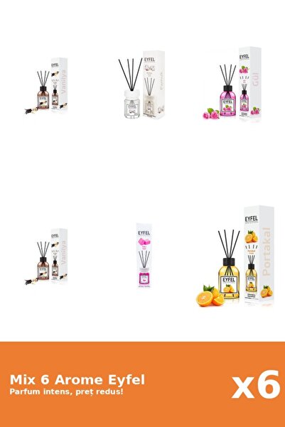 Eyfel Set 6 Mix Eyfel: 1x Bubble Gum, 1x Bumbac, 1x Portocala, 1x Trandafir, ...