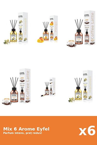 Eyfel Set 6 Mix Eyfel: 2x Cafea, 2x Mana Maicii Domnului, 1x Mango, 1x Vanilie