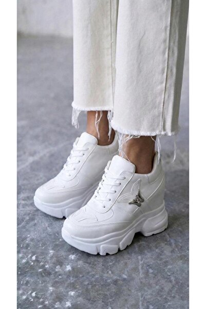 Modanizm Adorn White Hidden Heel Sneakers