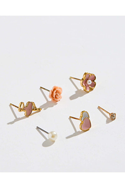 REDTAG مجموعة أقراط مزخرفة متنوعة للبنات (6 أزواج)