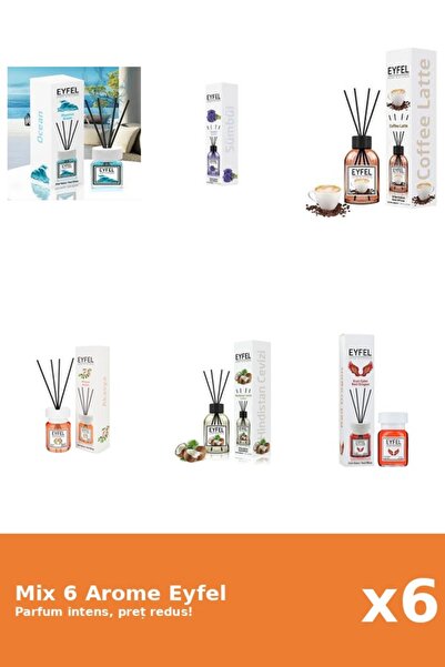 Eyfel Set 6 Mix Eyfel: 1x Acacia, 1x Cafea, 1x Nuca De Cocos, 1x Ocean, 1x Re...
