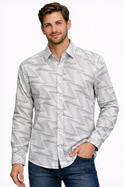 Generic Men’s Printed Satin Shirt – Slim Fit Long Sleeve Polyester Casual & F...