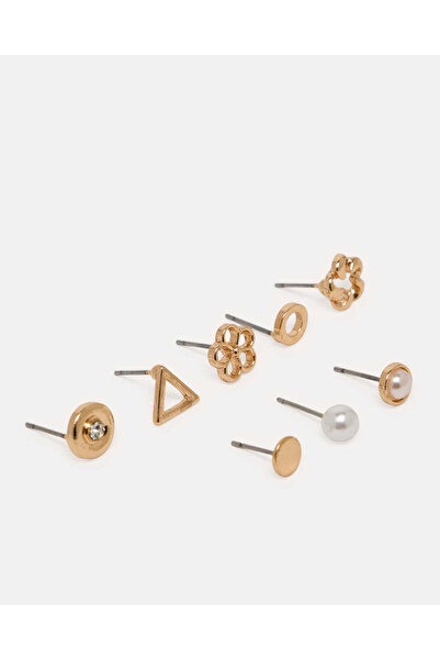 REDTAG Women Gold Embellished Earring Set (8 Pairs)