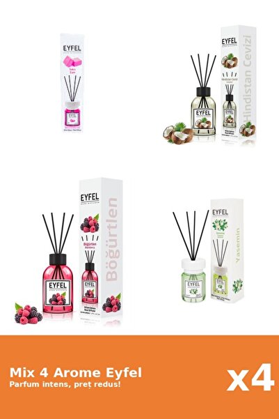 Eyfel Set 4 Mix Eyfel: 1x Bubble Gum, 1x Fructe De Padure, 1x Iasomie, 1x Nuc...