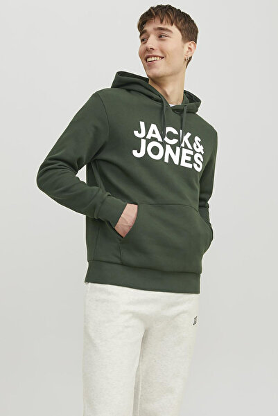 Jack & Jones Kapüşon Yaka Koyu Yeşil Erkek Sweatshırt 12152840_JJECORP LOGO S...
