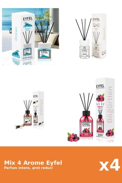 Eyfel Set 4 Mix Eyfel: 1x Bumbac, 1x Fructe De Padure, 1x Ocean, 1x Vanilie