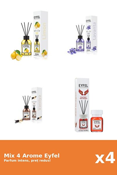 Eyfel Set 4 Mix Eyfel: 1x Lamaie, 1x Lavanda, 1x Red Dragon, 1x Vanilie