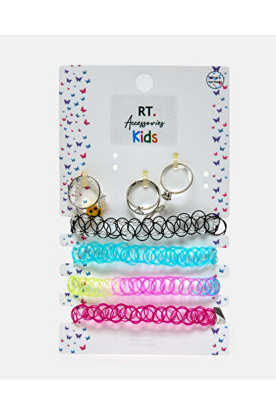 REDTAG مجموعة متنوعة من القلائد والخواتم المزخرفة للبنات (عبوة من 8 قطع)