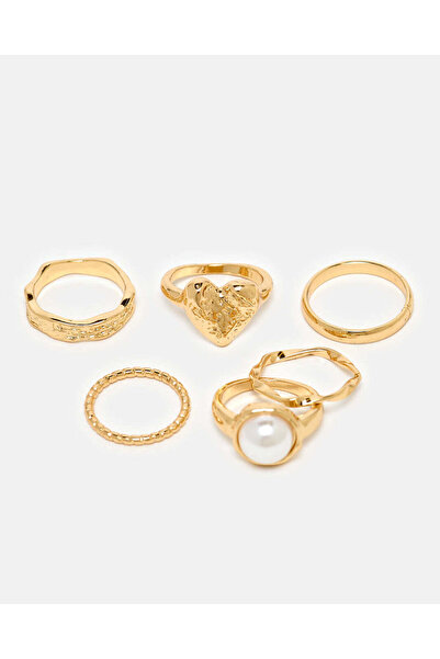 REDTAG Women Gold Ring Set (6 Piece)