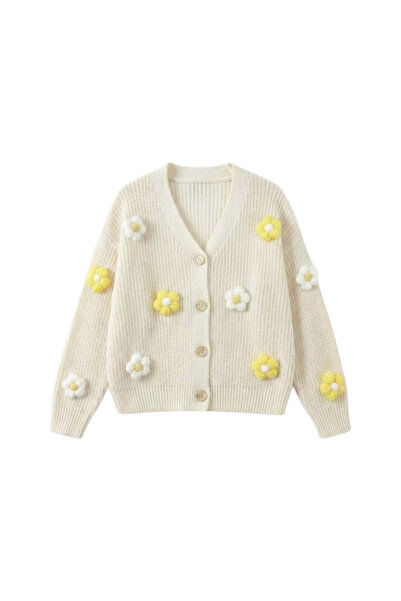 Daisy Dolly Anne Knitwear 3D Flower Detailed Cardigan