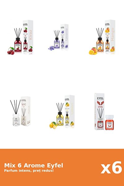 Eyfel Set 6 Mix Eyfel: 1x Bumbac, 1x Cirese, 1x Lamaie, 1x Lavanda, 1x Mango,...