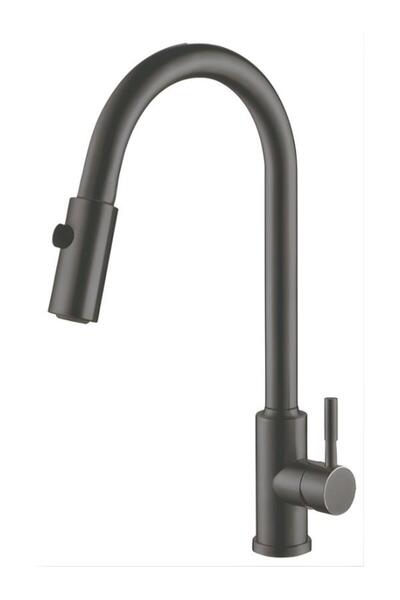 Hafele Pablo Pull Matte Black Swan Spiral Kitchen Faucet