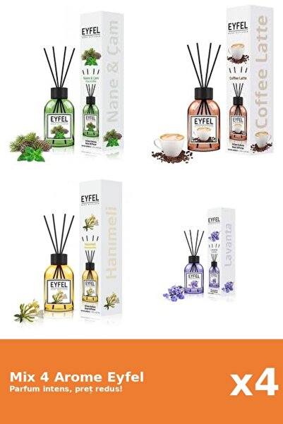 Eyfel Set 4 Mix Eyfel: 1x Cafea, 1x Lavanda, 1x Mana Maicii Domnului, 1x Pin ...