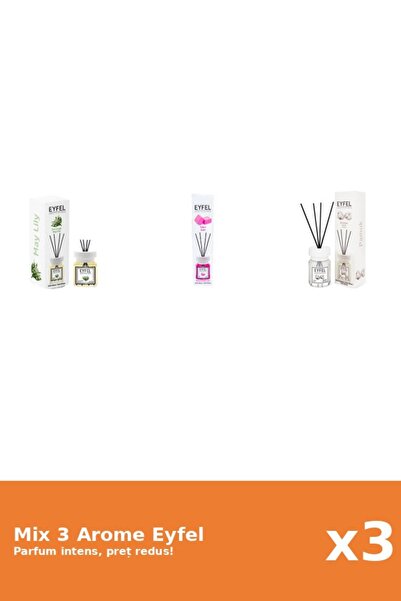 Eyfel Set 3 Mix Eyfel: 1x Bubble Gum, 1x Bumbac, 1x Lacramioare
