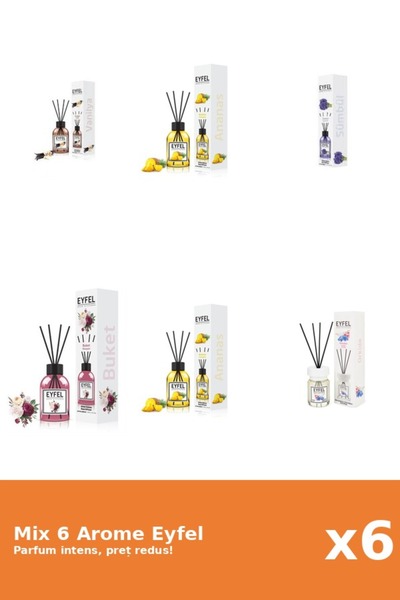 Eyfel Set 6 Mix Eyfel: 2x Ananas, 1x Bouquet, 1x Orhidee, 1x Vanilie, 1x Zambile