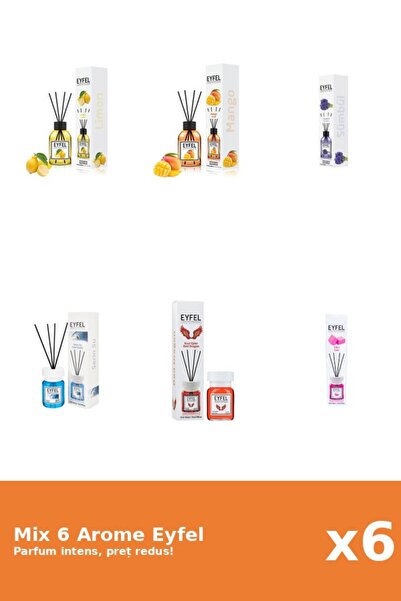 Eyfel Set 6 Mix Eyfel: 1x Gumă de mestecat, 1x Apă rece, 1x Lamaie, 1x Mango,...