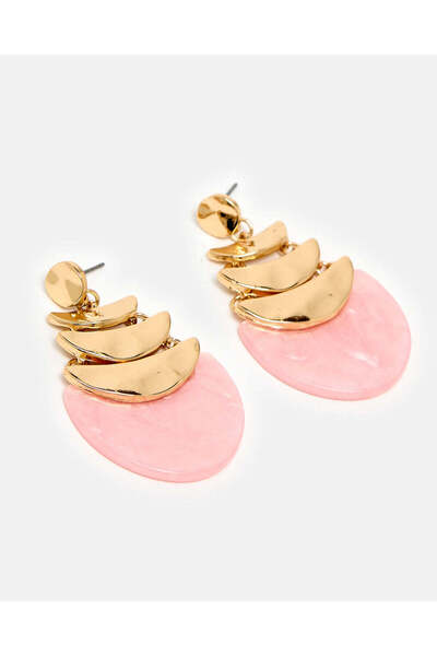 REDTAG أقراط نسائية مزينة بالذهب والوردي