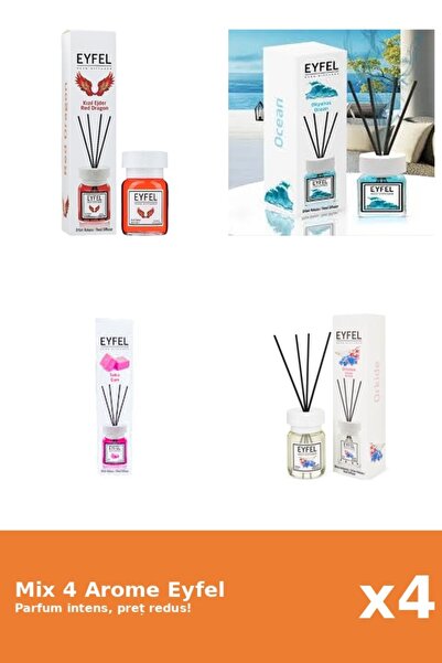 Eyfel Set 4 Mix Eyfel: 1x Bubble Gum, 1x Ocean, 1x Orhidee, 1x Red Dragon