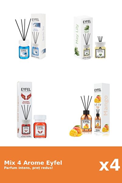 Eyfel Set 4 Mix Eyfel: 1x Cool Water, 1x Lacramioare, 1x Mango, 1x Red Dragon