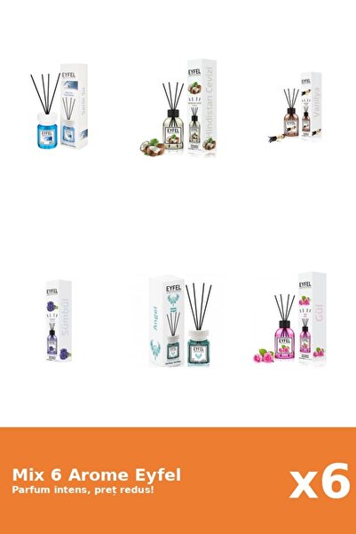 Eyfel Set 6 Mix Eyfel: 1x Angel, 1x Cool Water, 1x Nuca De Cocos, 1x Trandafi...