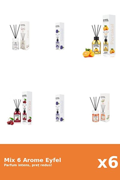 Eyfel Set 6 Mix Eyfel: 1x Acacia, 1x Bumbac, 1x Cirese, 1x Portocala, 2x Zambile