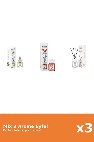 Eyfel Set 3 Mix Eyfel: 1x Bumbac, 1x Lacramioare, 1x Red Dragon