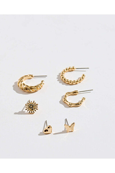 REDTAG مجموعة أقراط نسائية مزينة بالذهب (6 أزواج)