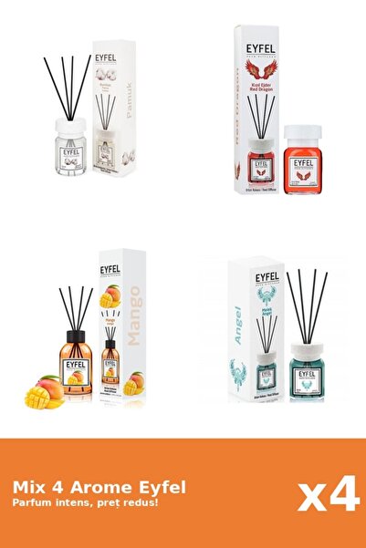Eyfel Set 4 Mix Eyfel: 1x Angel, 1x Bumbac, 1x Mango, 1x Red Dragon