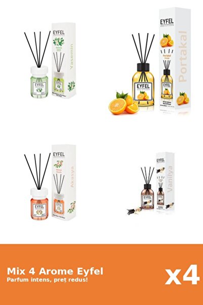 Eyfel Set 4 Mix Eyfel: 1x Acacia, 1x Iasomie, 1x Portocala, 1x Vanilie