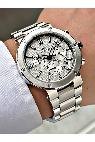 Slazenger Functional Silver Color 10 Atm Water Resistance Steel Case Men Wris...