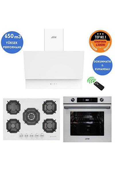 Eminçelik ve AFM TECH Markalı / REAN 5 Gözlü 1'WOK Beyaz Ankastre Set ( 22 38...