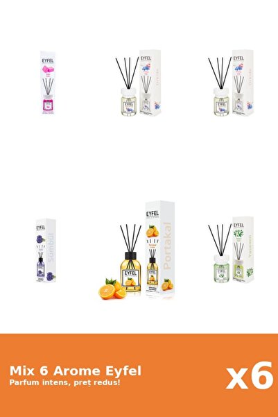 Eyfel Set 6 Mix Eyfel: 1x Bubble Gum, 1x Iasomie, 2x Orhidee, 1x Portocala, 1...