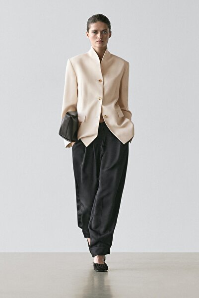 Massimo Dutti Saten dik yaka blazer