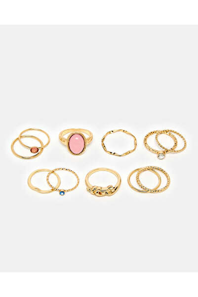 REDTAG Women Gold Ring Set (11 Piece)