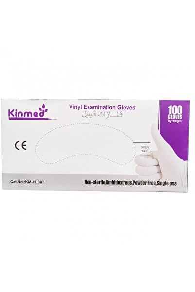 Kinmed Clear vinyl gloves, box of 100 gloves, size large