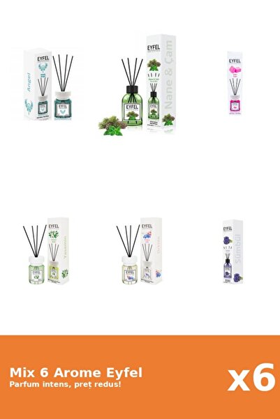 Eyfel Set 6 Mix Eyfel: 1x Angel, 1x Bubble Gum, 1x Iasomie, 1x Orhidee, 1x Pi...