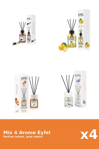 Eyfel Set 4 Mix Eyfel: 1x Lamaie, 1x Orhidee, 1x Piersica, 1x Vanilie
