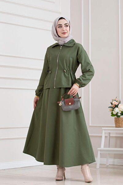 Sevitli Buy Tünelli Skirt with Zipper Detail - Khaki