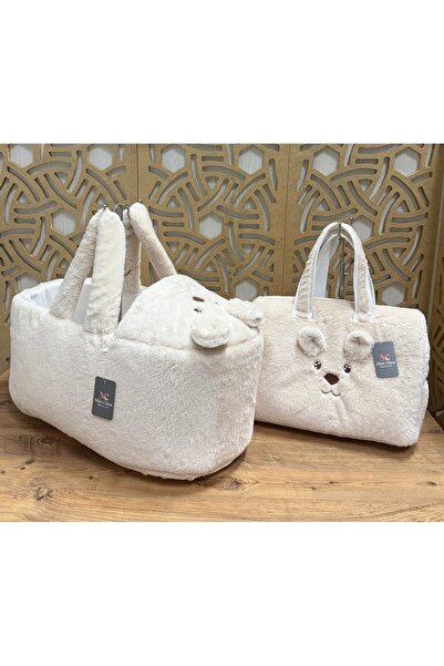 Mini Chics Luxury Plush Fabric Teddy Bear Embroidered Baby Carrier & Bag Momm...