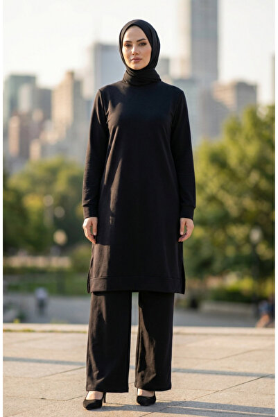 sefamerve Slit Detailed Tracksuit Set 3083-04 Black