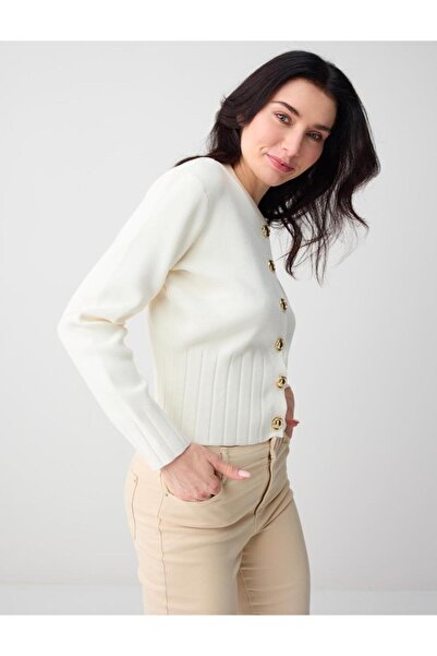 Jimmy Key Cardigan tricotat cu mânecă lungă, decolteu rotund, croială simplă,...