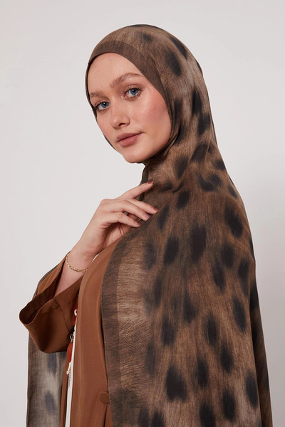 LuvenSara Patterned Silk Shawl -Chestnut Shell