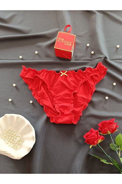 Dominant Sevgililer Gününe Özel Gold Fiyonk Detaylı Fırfırlı Kadın İç Giyim K...