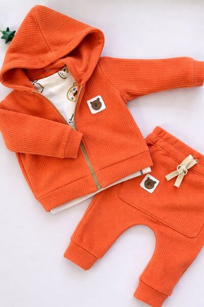 popshops baby Teddy Bear Printed Boy's 3 Piece Set