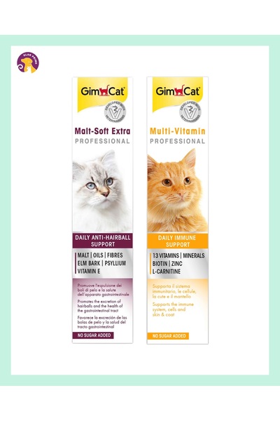 Gimcat Kedi Macunu Malt Soft Extra ve Multivitamin 2×20 gr Yetişkin Bağışıklı...