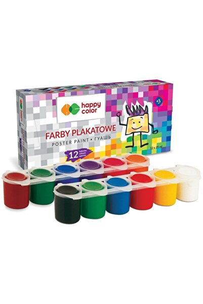 HAPPY COLOR Gouache watercolors, 12 colors x 25 ml,